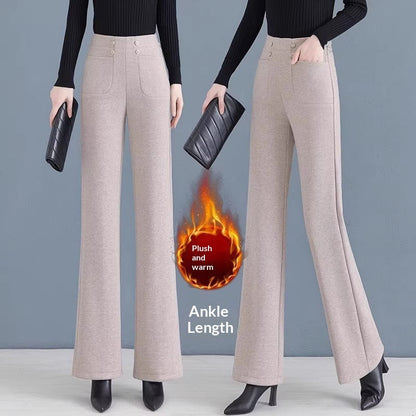 Womens Fallwinter Fleece-lined Slimming Bootcut Pants New Style