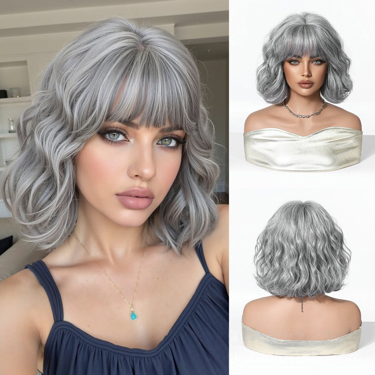 Wig Full-head Wig Bangs Short Curly Hair