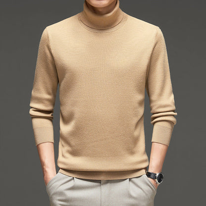 Men's Turtleneck Wool Sweater Winter Thickened Solid Color Plain Style