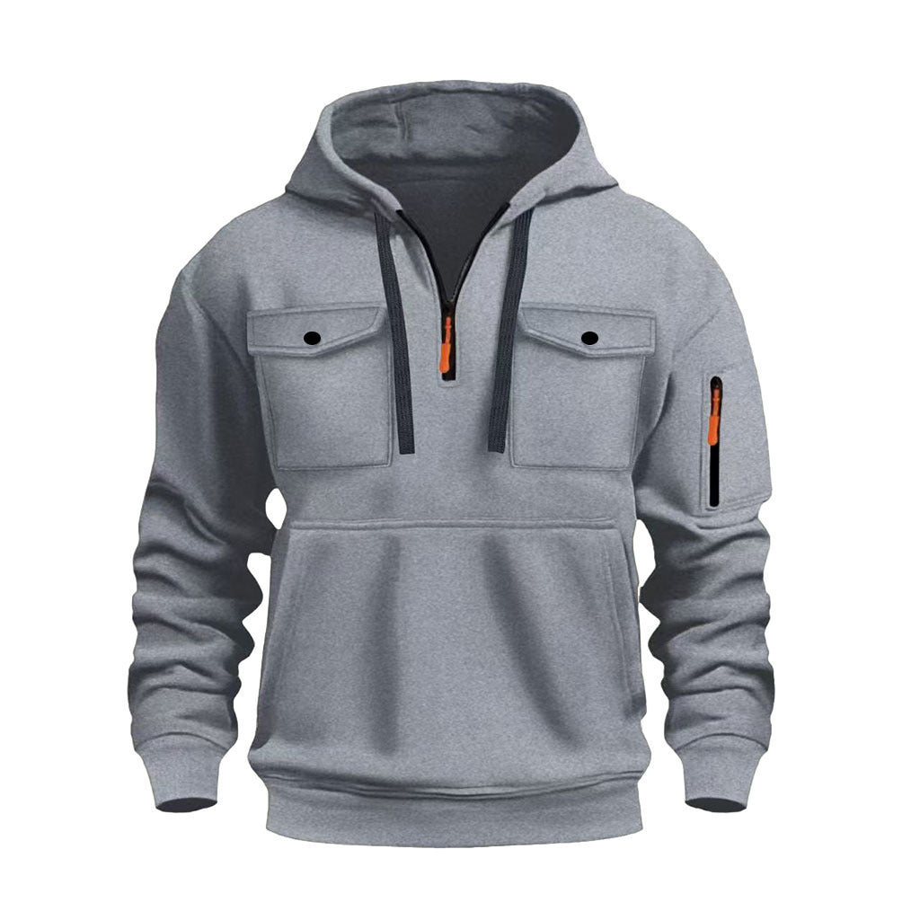 Men's Zip-up Hoodie With Multiple Pockets