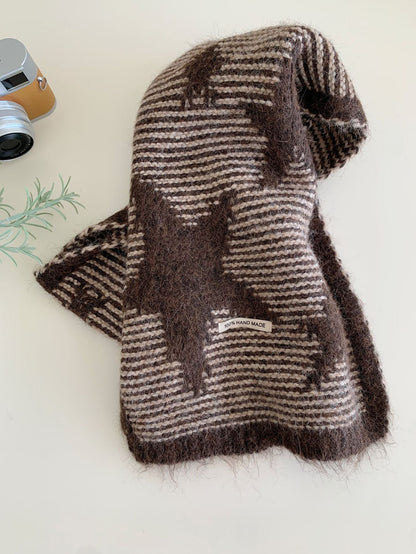 Women's Simple And Versatile Star Knitted Winter Scarf