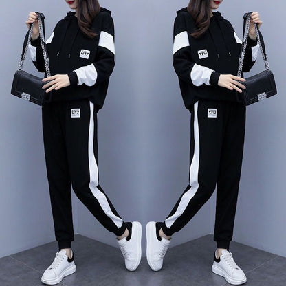 Womens Loose Plus-Size Fashionable Sportswear Set