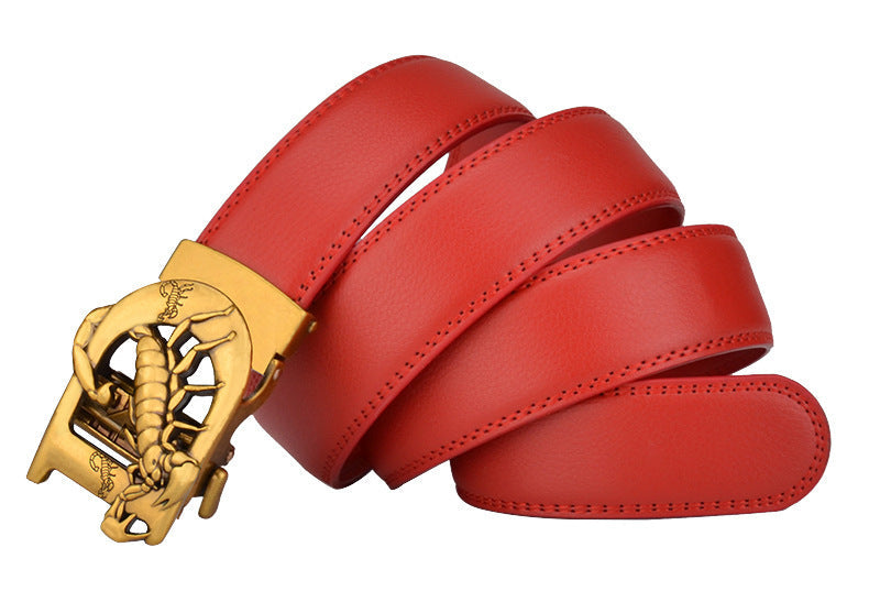 Men's Automatic Leather Bronze Belt