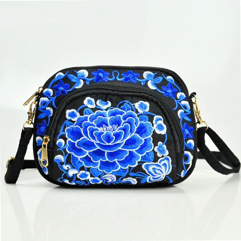 Reversible Embroidered Canvas Coin Purse