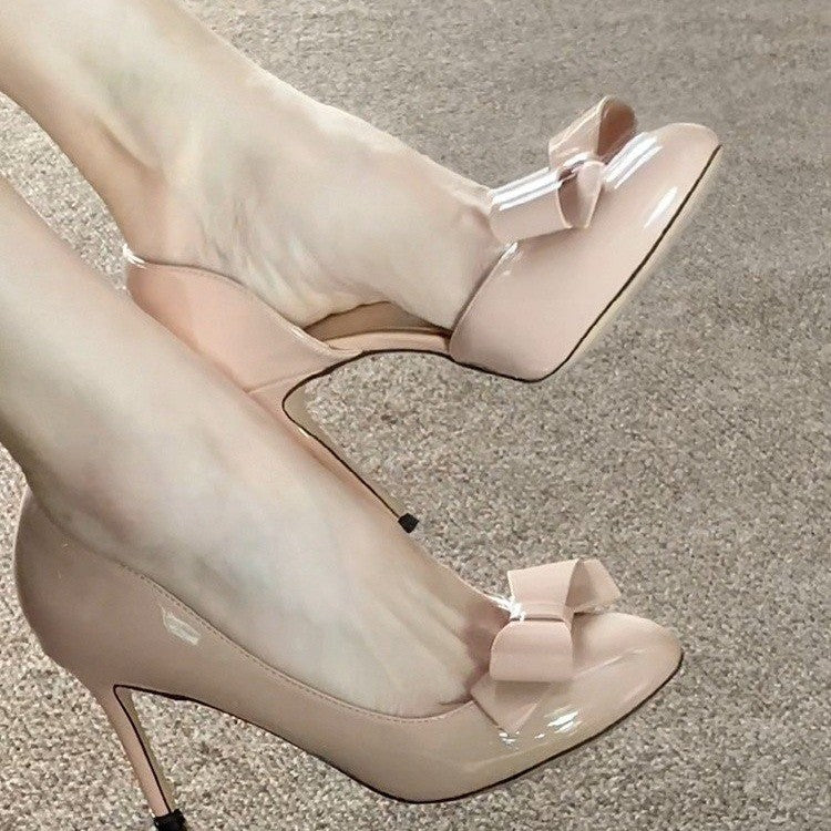 Fairy Style High Heels For Women, Bow Side Cutout Stiletto Pumps Same Style As Cong Yuan