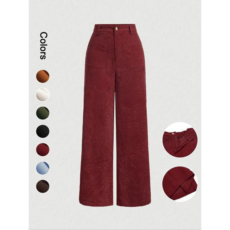 Spring And Autumn Retro Straight-leg Corduroy Pants