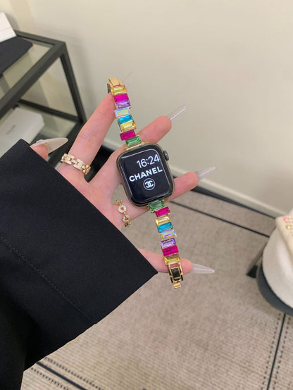 Irregular Cube Sugar Color-Change Diamond Metal Watch Bracelet For Women