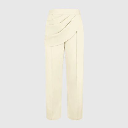 Design-focused Irregularly Crossed Mid-rise Tailored Trousers