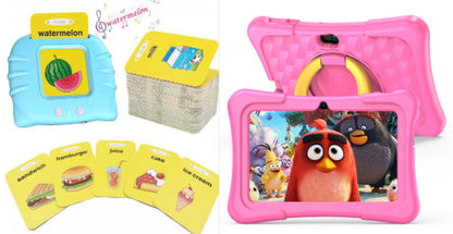 7-inch Children Education Flat With Protective Silicone Cover 360-degree Rotation Handle Bracket
