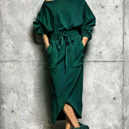 Casual Two-piece Set Short-sleeve Top And Long Skirt