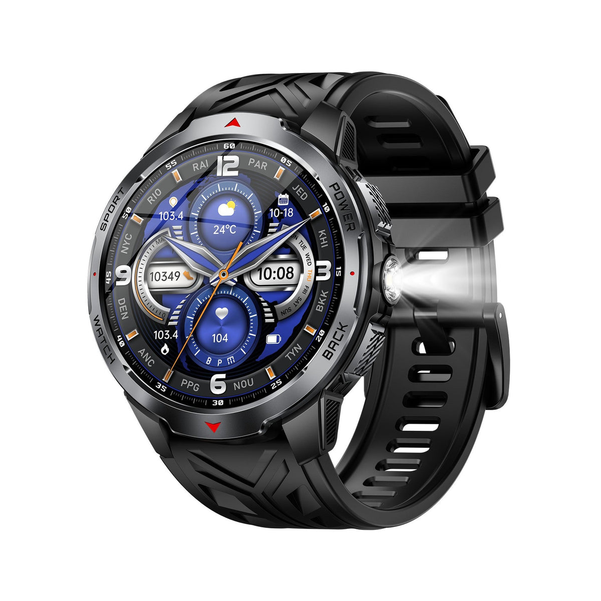 Smart Watch Bluetooth Calling Flashlight Heart Rate Blood Oxygen Pedometer Outdoor