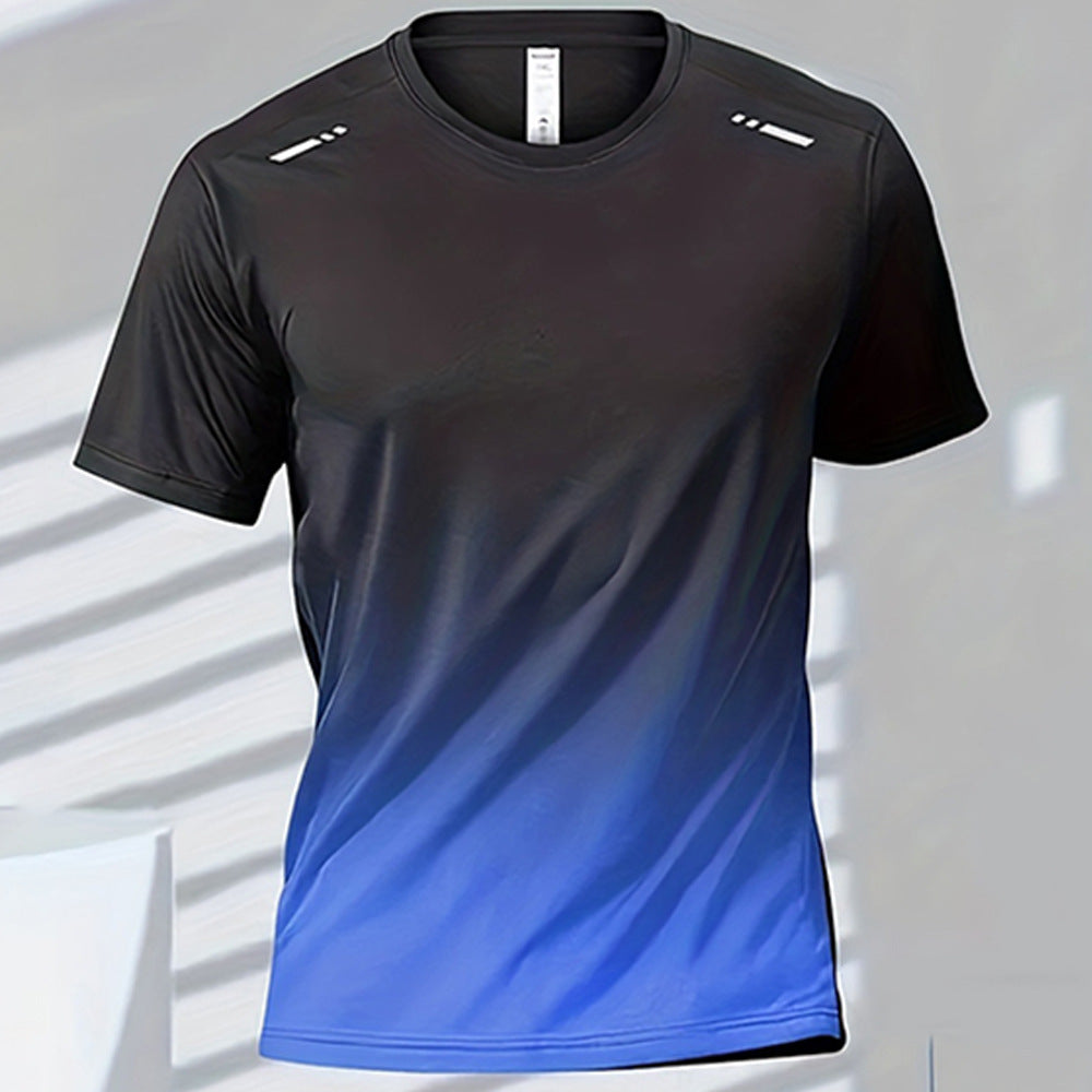 Trendy Sportswear With A Gradient Print And Short Sleeves For Men