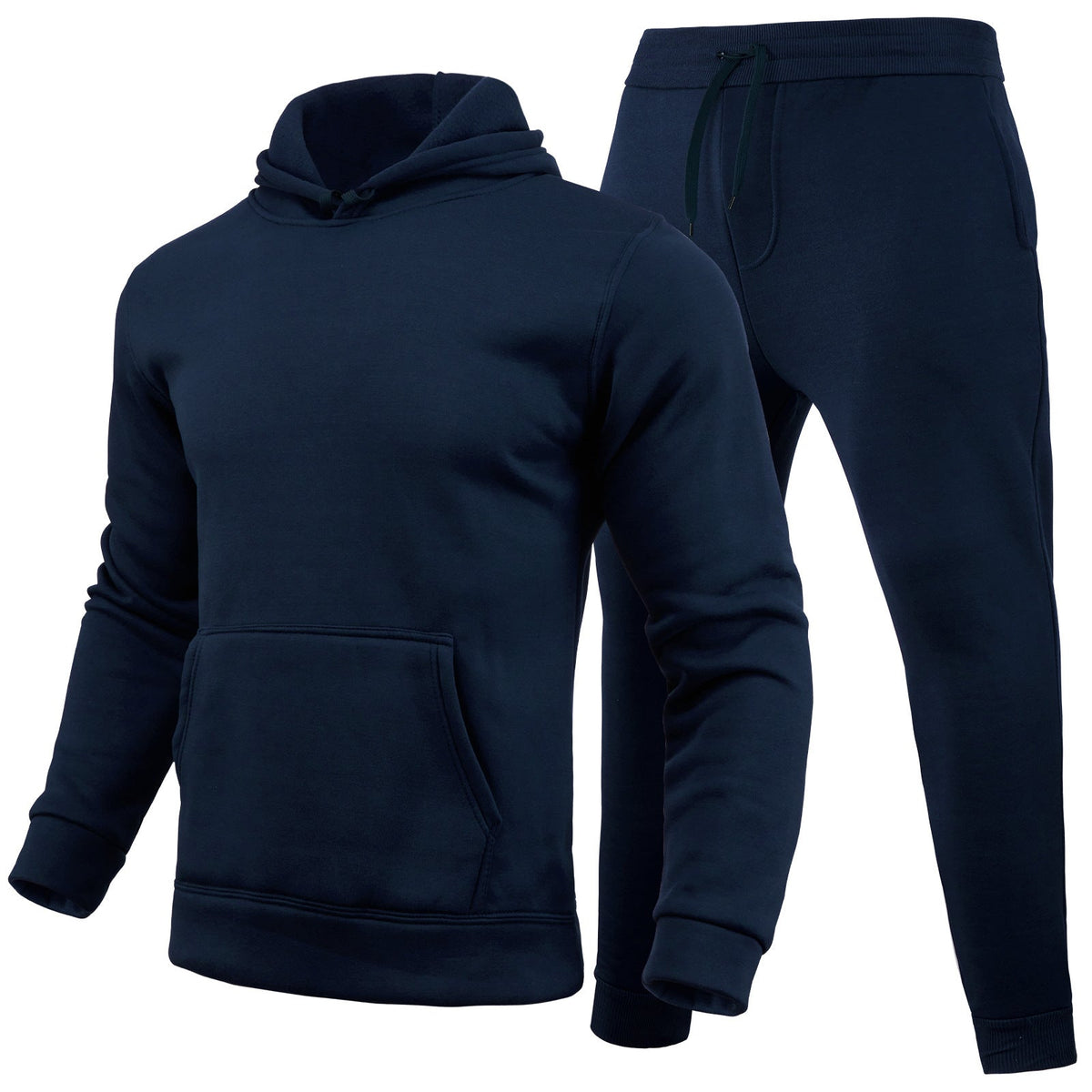 Slim-fit Solid Color Hoodie Set Urban Casual