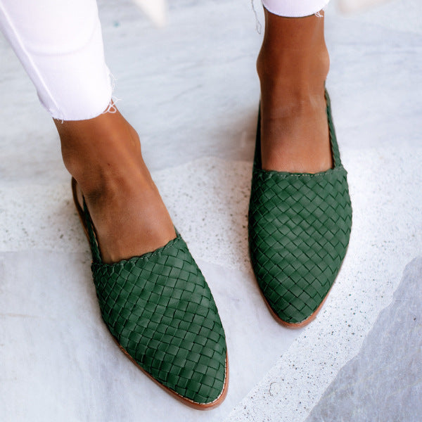 Pointed-toe Closed-toe Strap Flat-sole Sandals