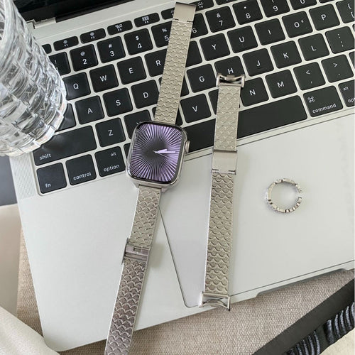 Silver Versatile Wave-pattern Stainless Steel Watch Strap