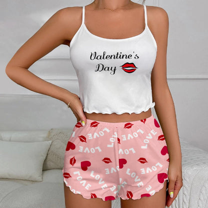 New Printed Casual Loungewear Shorts And Camisole Two-piece Set For Women