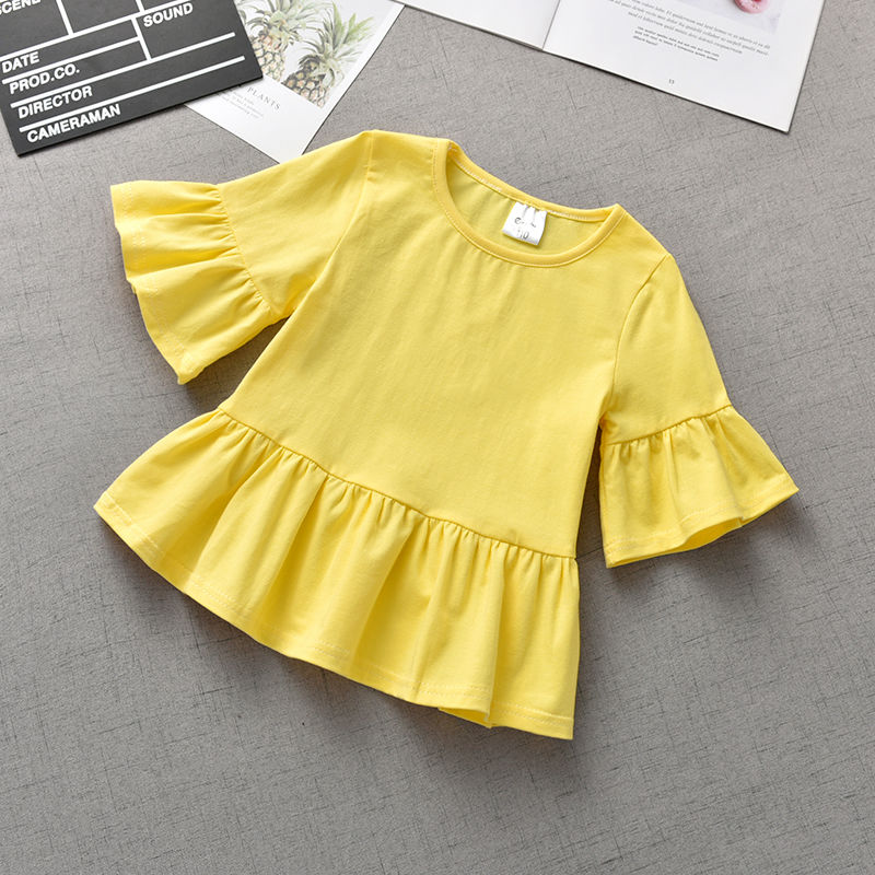 Children's Ruffled Sleeve T-shirt Summer Bottoming