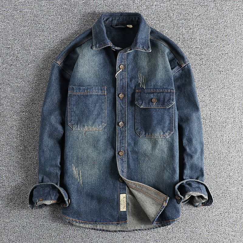 Washed Vintage Denim Shirt For Men