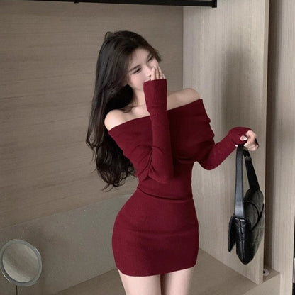 Pure Desire Off-shoulder Sweaters Dress Women