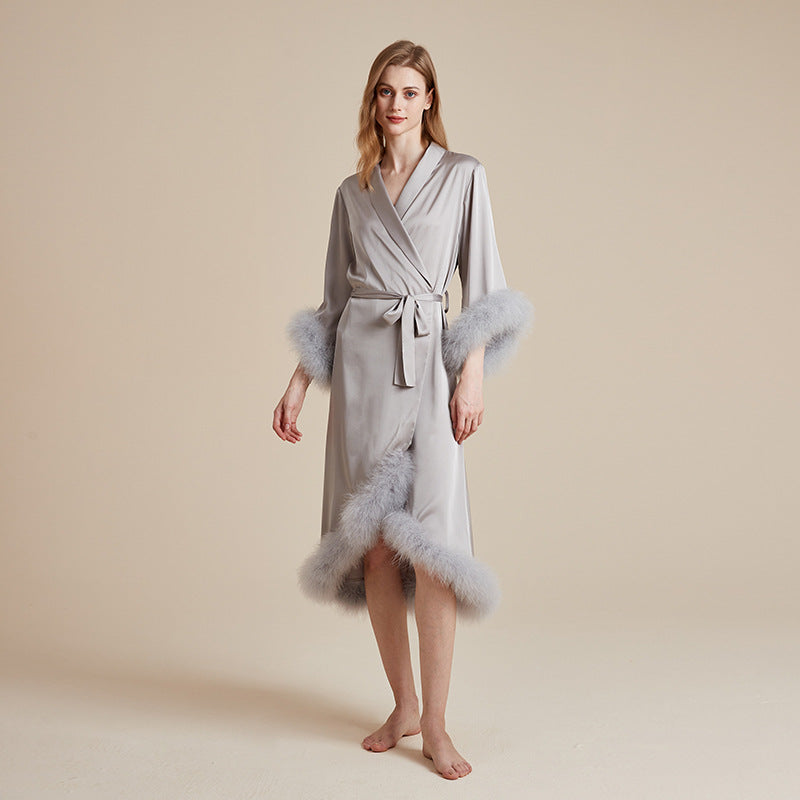 Long Feather Nightgown Womens Loungewear