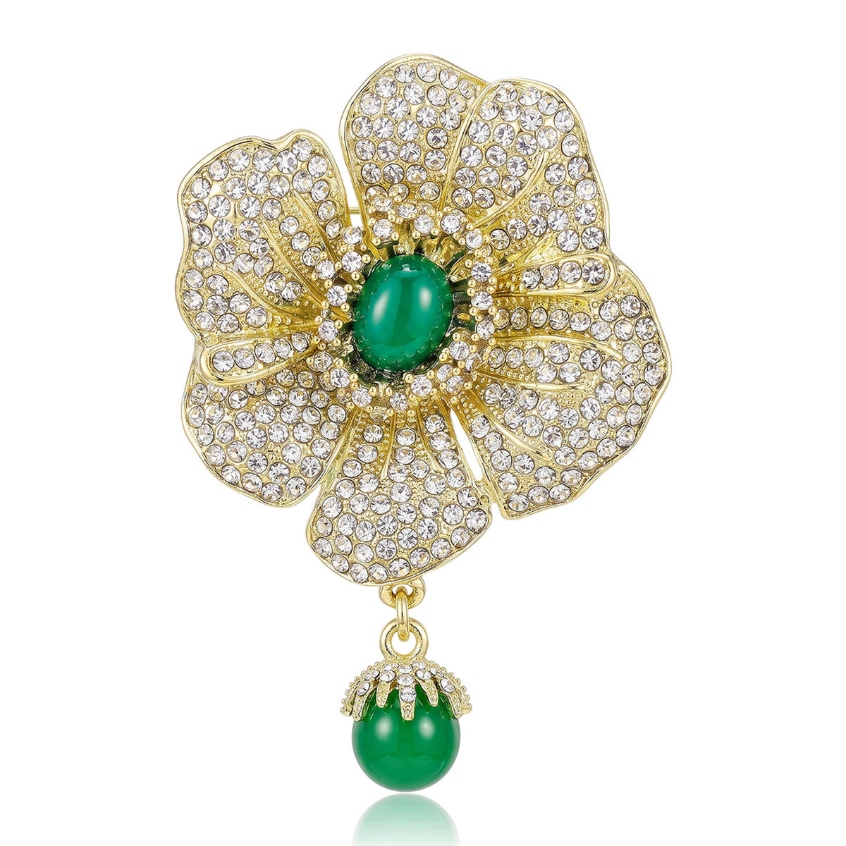 Diamond-Encrusted Peony Brooch Womens Jewelry