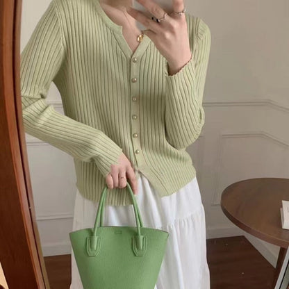 Womens Simple Solid-Color Knitted Cardigan Coat