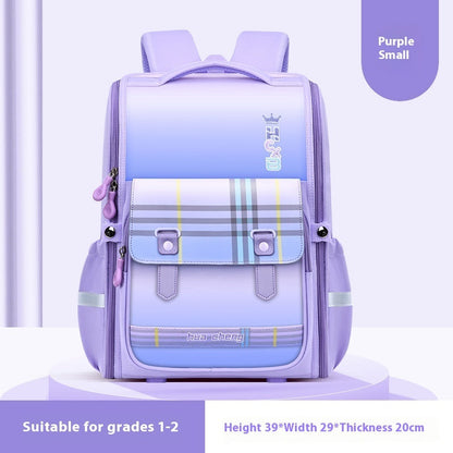 Plaid Schoolbag Grade Spine Protection Student Backpack