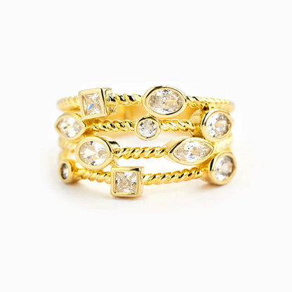 Niche Instagram-style Geometric Delicate Multi-layer Ring