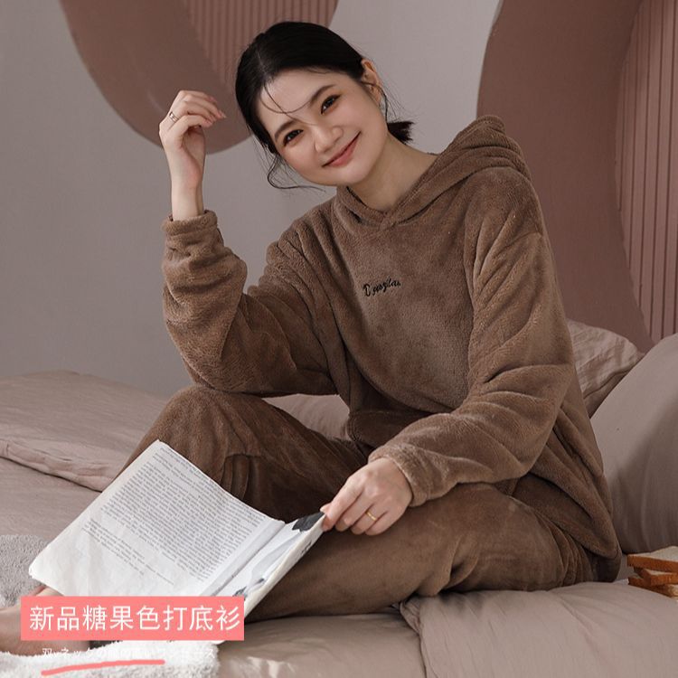 Women's Fleece-lined Extra-thick Top And Pants Set