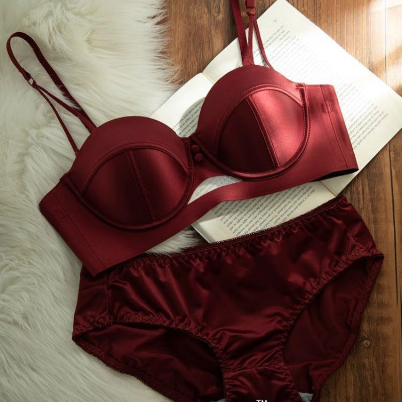 French Style Red Underwear For Women Large Bra