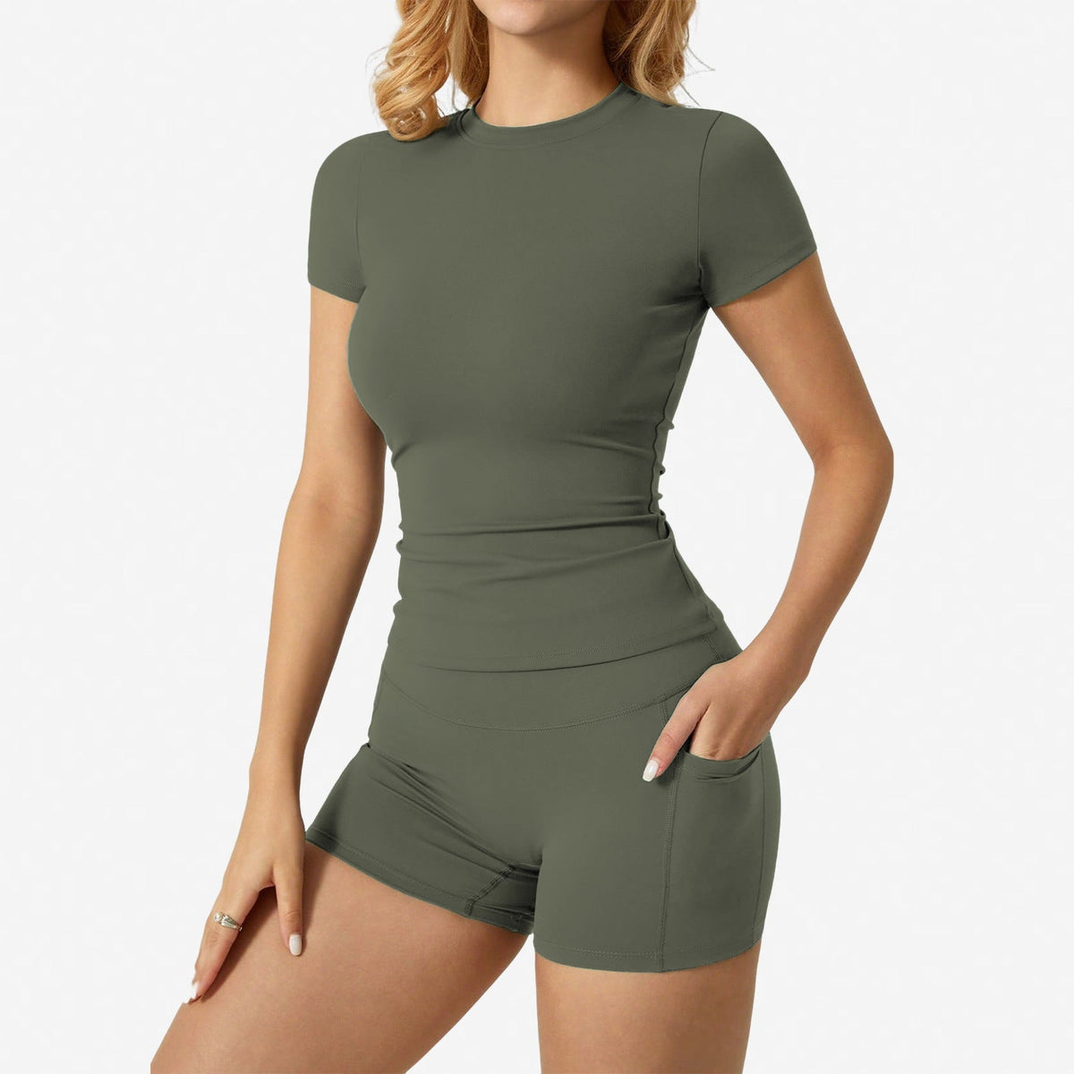 Round-neck Quick-drying Yoga Two-piece Set