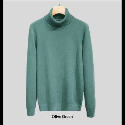 Mens Loose-fitting Warm Turtleneck Knit Sweater