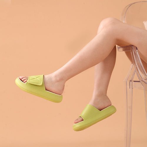 Two-tone Velcro Fashion Platform Slippers Women