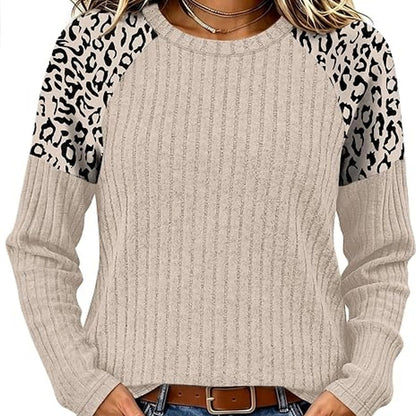 Women's Jacquard Sweater Loose-fitting Round-neck Top