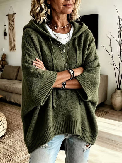 Hooded Batwing Knit Sweater New Fallwinter Style Loose-fitting