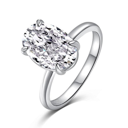 Oval Ring Female Four-claw Cold High Luxury