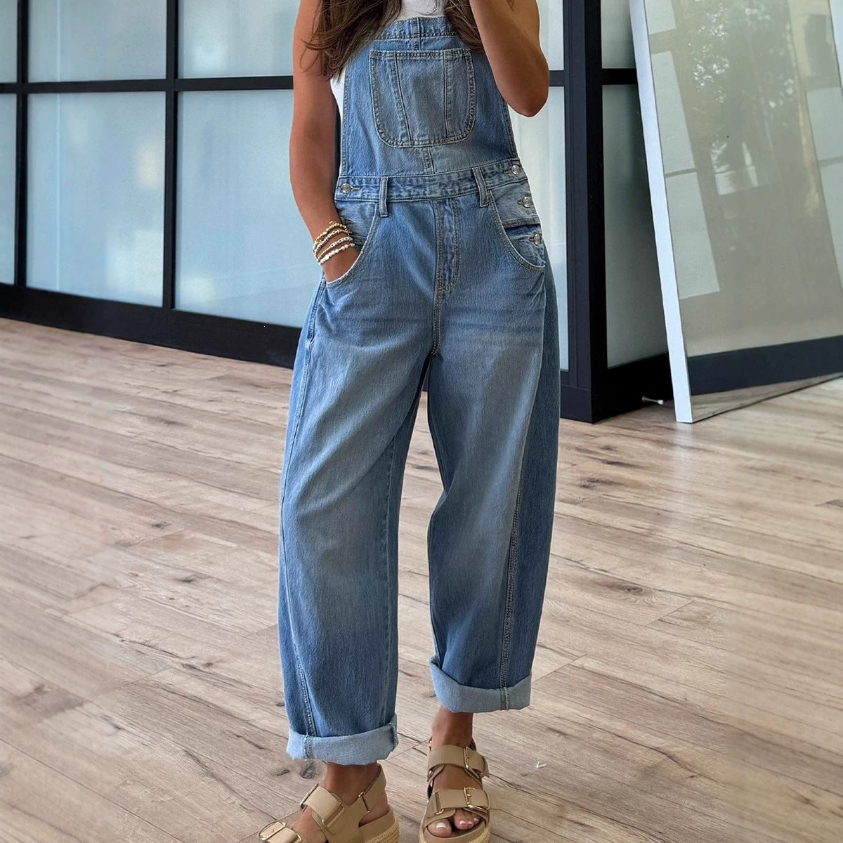 Fashionable And Versatile Solid-color Womens Jumpsuit