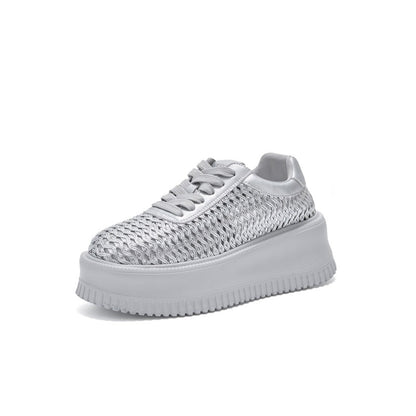Womens Fashionable Casual Hollow-Weave Shoes With Thick Soles