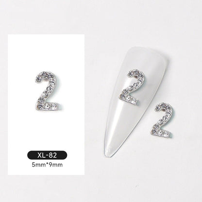 Silver Digital Sparkling Diamond Alloy Nail Decoration
