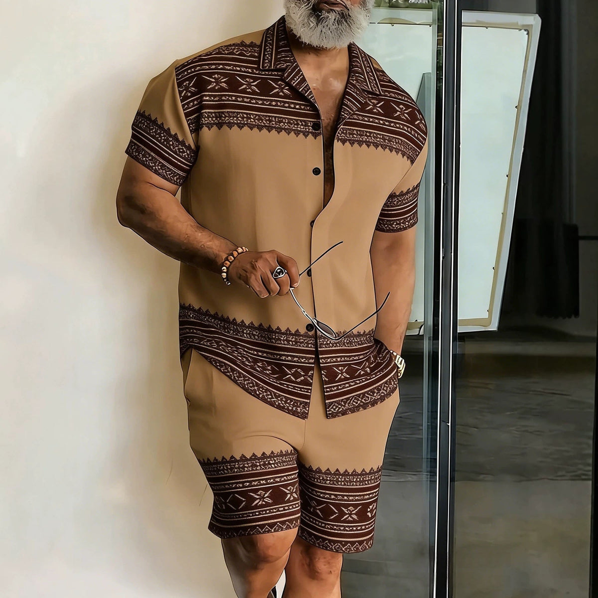 Short-sleeve Shirt And Beach Pants Casual Set