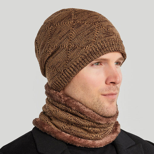 Biking Men's Two-piece Woolen Hat with Ear Protection