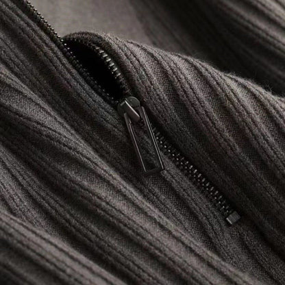 Lapel Knitted Polo Shirt Warm Bedford Cord Sweater Men's Half Zipper Knitted Top