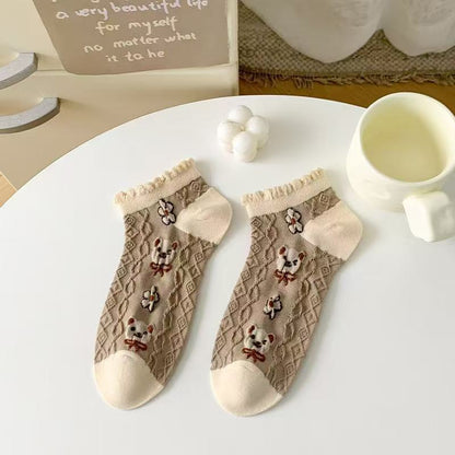 Cartoon Bear Socks Womens Ankle Socks