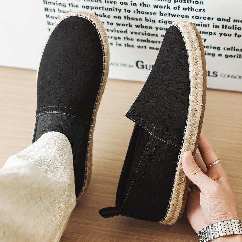 Mens Linen Fisherman Shoes Breathable Canvas Shoes