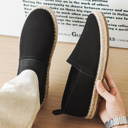 Mens Linen Fisherman Shoes Breathable Canvas Shoes