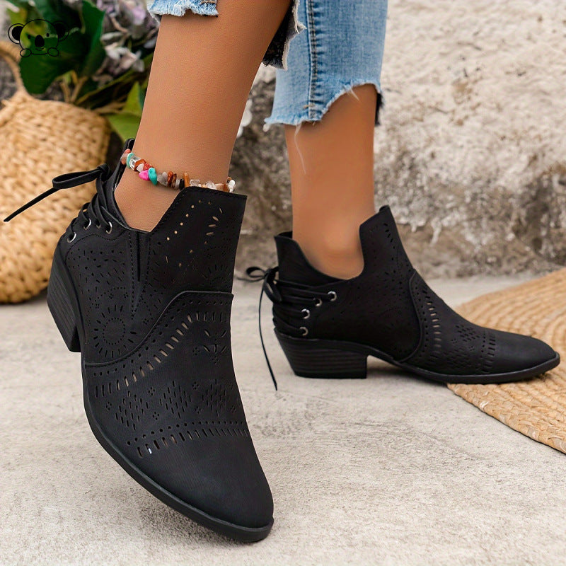 Suede Low-heeled Womens Ankle Boots