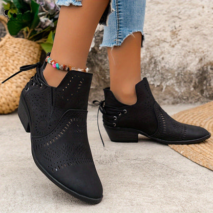 Suede Low-heeled Womens Ankle Boots