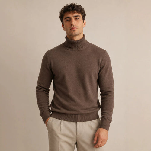 Mens New High-neck Long-sleeve Sweater