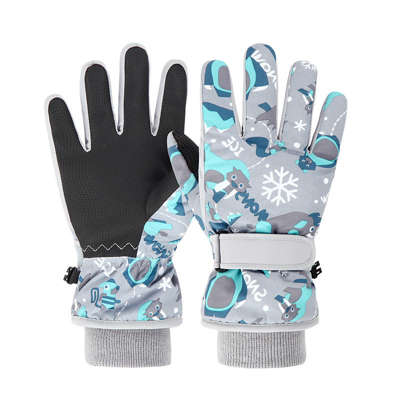 Children's Skiing Gloves with Thickened Fleece