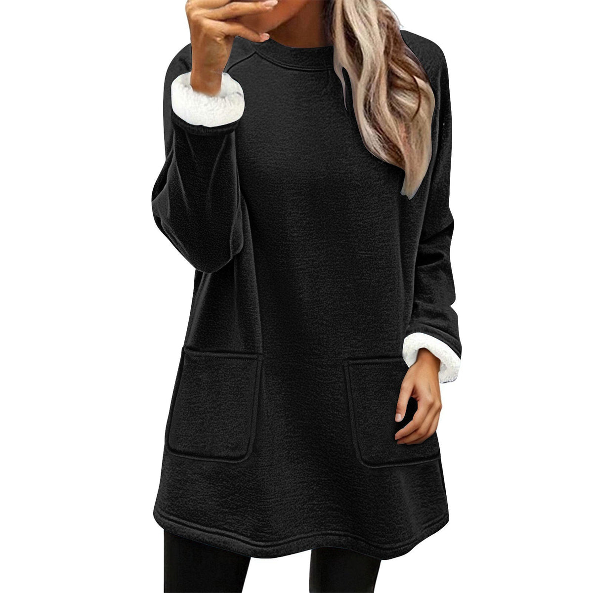 Relaxed-fit Fleece-lined Mid-length Hoodie With Pockets